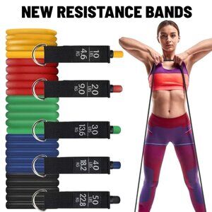 NEW Resistance Training Bands 11 Piece Set Home Workout Physical Therapy Yoga Pi